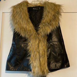 Faux Fur & Vegan Leather Vest